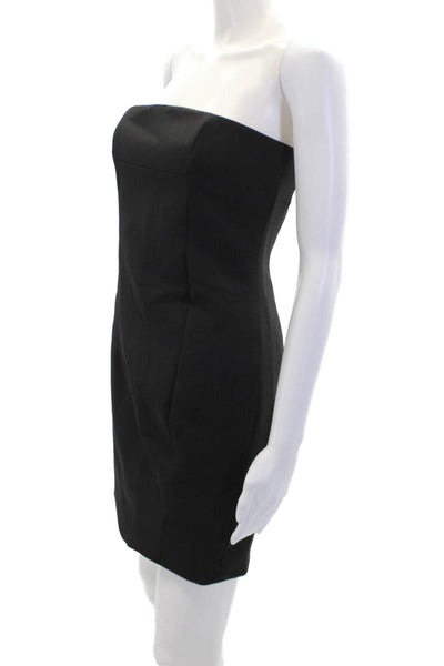 Sandy Liang Womens Back Zip Strapless Mini Walsh Sheath Dress Black Size 4