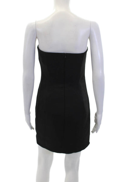 Sandy Liang Womens Back Zip Strapless Mini Walsh Sheath Dress Black Size 4
