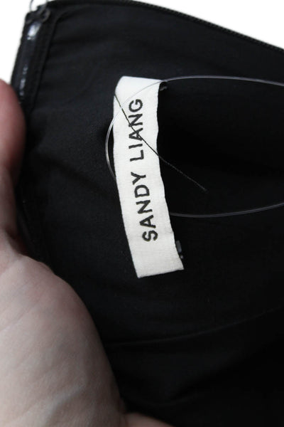 Sandy Liang Womens Back Zip Strapless Mini Walsh Sheath Dress Black Size 4