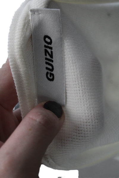 Guizio Womens Button Front Crew Neck Cardigan Sweater White Cotton Size XS/S