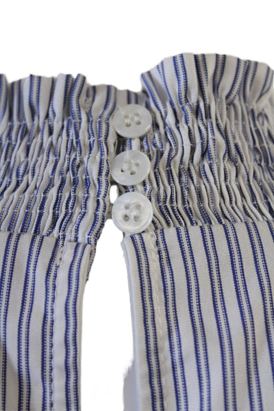 English Factory Womens Striped Long Balloon Sleeves Blouse White Blue Size Mediu
