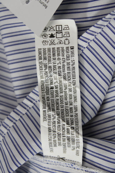 English Factory Womens Striped Long Balloon Sleeves Blouse White Blue Size Mediu