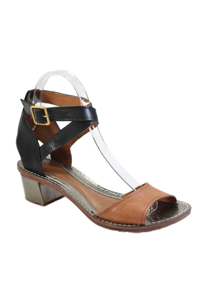 Leifsdottir Womens Leather Ankle Strap Slingbacks Sandals Black Brown Size 36 6