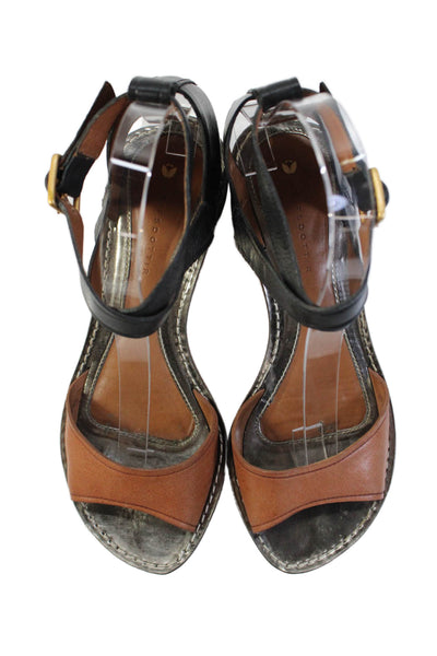 Leifsdottir Womens Leather Ankle Strap Slingbacks Sandals Black Brown Size 36 6