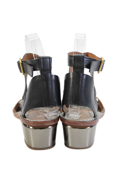 Leifsdottir Womens Leather Ankle Strap Slingbacks Sandals Black Brown Size 36 6
