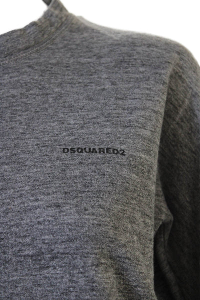 Dsquared2 Womens Cotton Round Neck Long Sleeve Pullover T-Shirt Gray Size XS