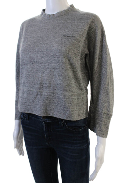 Dsquared2 Womens Cotton Round Neck Long Sleeve Pullover T-Shirt Gray Size XS