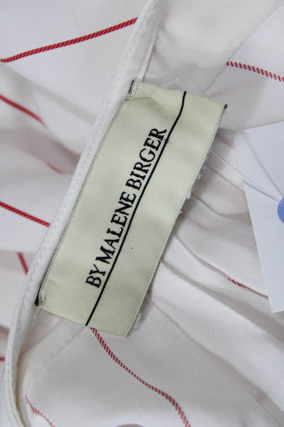 By Malene Birger Womens Striped Print Puff Short Sleeve Blouse White Size EUR 34