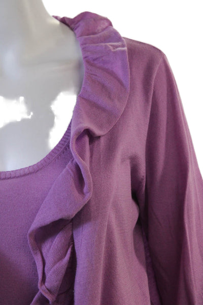 Gerard Darel Womens Cotton Hook & Loop Tank Top Cardigan Set Purple Size XS