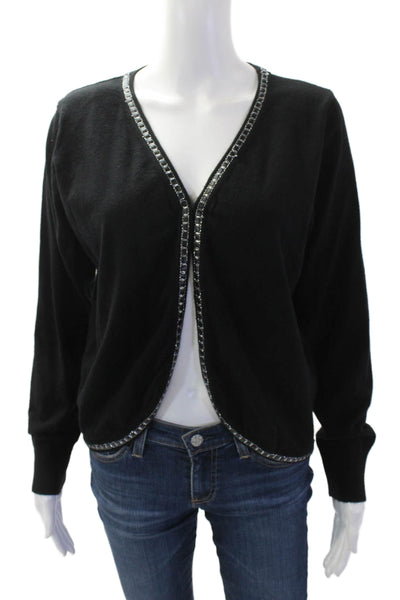 Molly Bracken Womens Long Sleeve V-Neck Cardigan Knit Sweater Black Size L