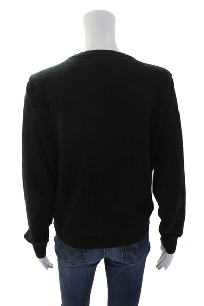 Molly Bracken Womens Long Sleeve V-Neck Cardigan Knit Sweater Black Size L