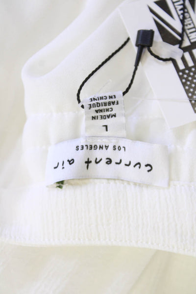 Current Air Womens Short Sleeve Layered Round Neck Blouse Top White Size L