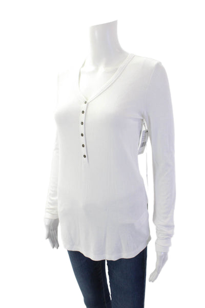 Liverpool Los Angeles Womens Long Sleeve Button-Up Henley Top White Size XS
