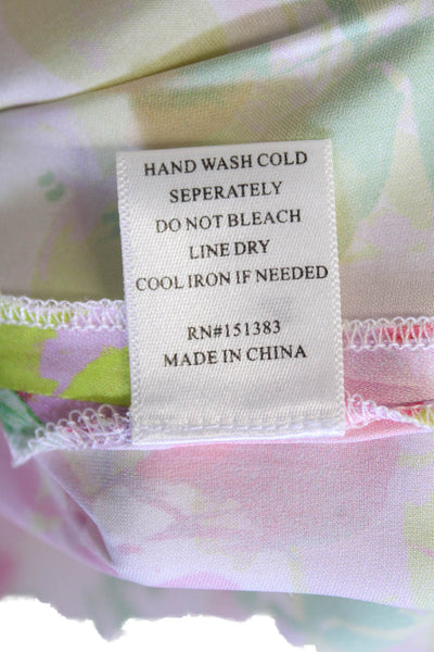 Current Air Womens Floral Print Collared Button-Down Shirt Pink Size S