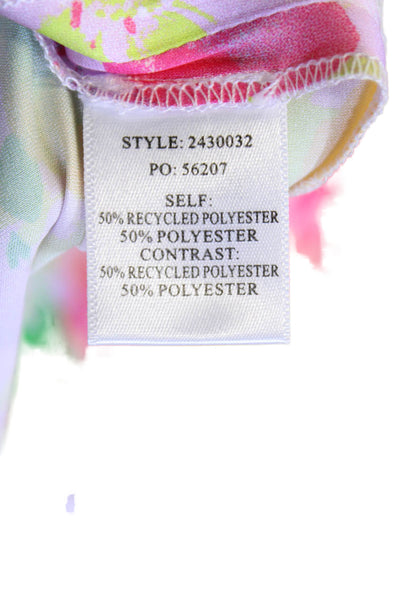Current Air Womens Floral Print Collared Button-Down Shirt Pink Size S