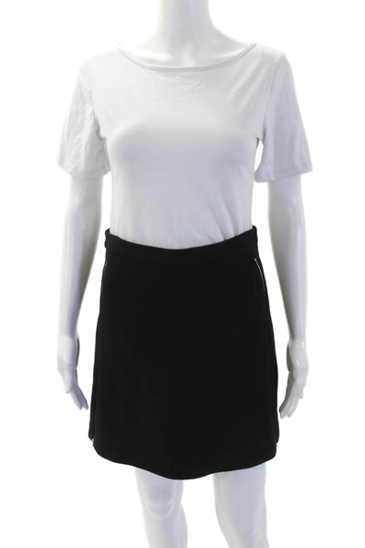 David Koma Womens Double Side Zip Knee Length Crepe A Line Skirt Black Size 10