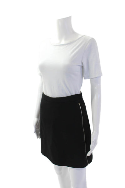 David Koma Womens Double Side Zip Knee Length Crepe A Line Skirt Black Size 10