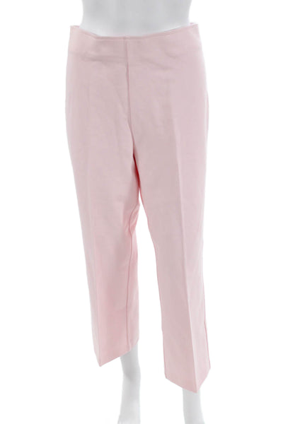 Ecru Womens Solid Stretch Side Zip High-Rise Cropped Pants Pink Size XL