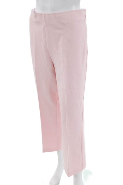 Ecru Womens Solid Stretch Side Zip High-Rise Cropped Pants Pink Size XL