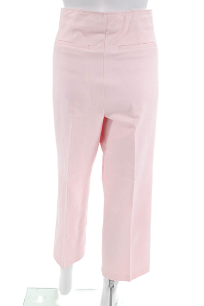 Ecru Womens Solid Stretch Side Zip High-Rise Cropped Pants Pink Size XL