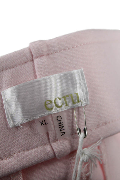 Ecru Womens Solid Stretch Side Zip High-Rise Cropped Pants Pink Size XL