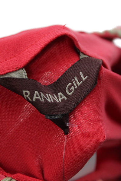Ranna Gill Womens Gemstone Accent Elastic Waist Short Sleeve Dress Red Size XL