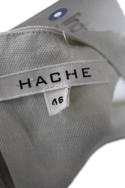 Hache Womens Layered Scoop Neck Zip Up Sleeveless Mid-Calf Dress Cream Size 46