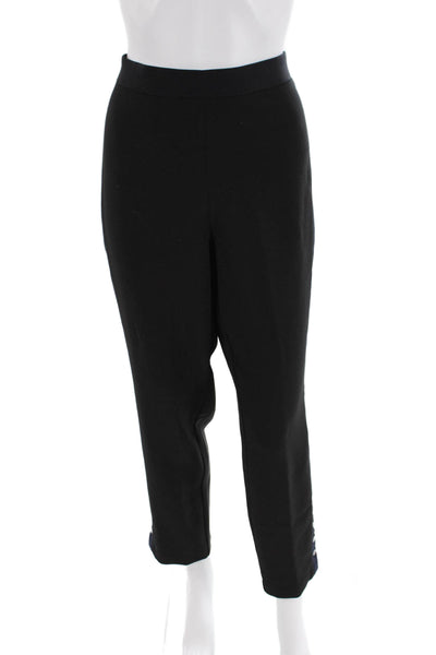 Nic + Zoe Womens Two-Toned Elastic Waist Mid-Rise Tapered Pants Black Size 14
