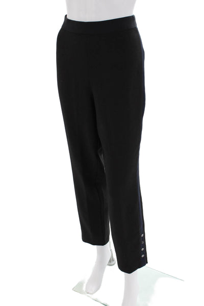 Nic + Zoe Womens Two-Toned Elastic Waist Mid-Rise Tapered Pants Black Size 14