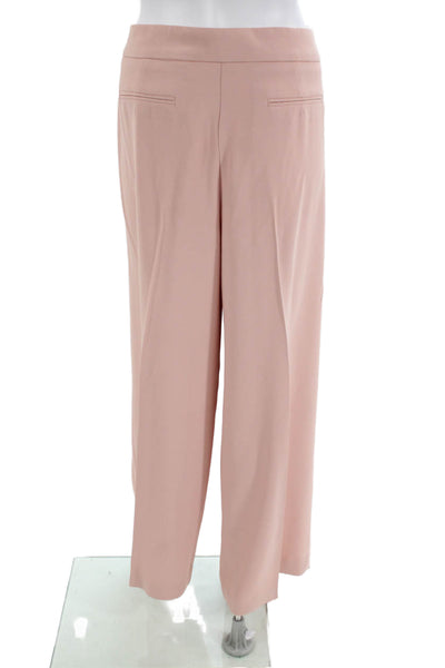 Trina Turk Womens Solid Pleated Two Pocket Straight Pants Trousers Pink Size 14