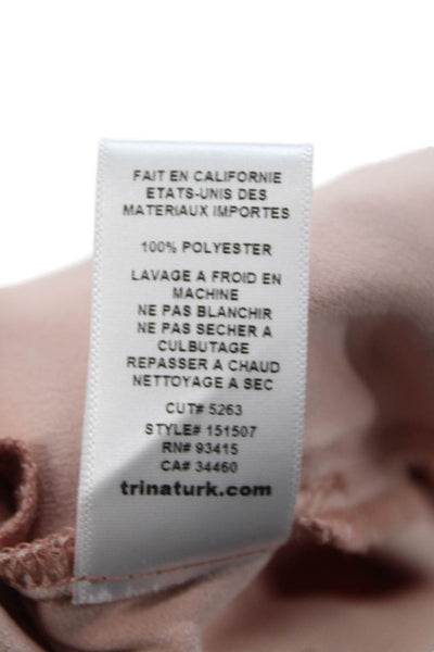 Trina Turk Womens Solid Pleated Two Pocket Straight Pants Trousers Pink Size 14