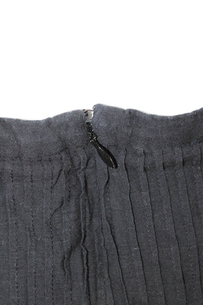 J Crew Womens Cotton Floral Embroidered Pleated Zip Up Skirt Black Size 0