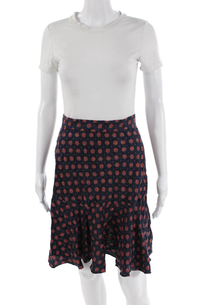 Agatha Brown Womens Silk Geometric Print Knee Length Mermaid Skirt Navy Size 8