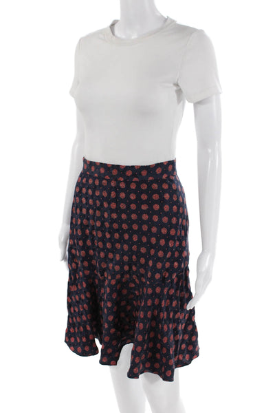 Agatha Brown Womens Silk Geometric Print Knee Length Mermaid Skirt Navy Size 8