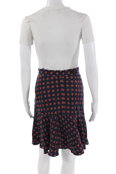 Agatha Brown Womens Silk Geometric Print Knee Length Mermaid Skirt Navy Size 8