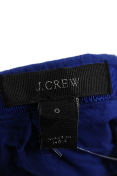 J Crew Womens Cotton Floral Embroidered Pleated Zip Up Skirt Blue Size 0