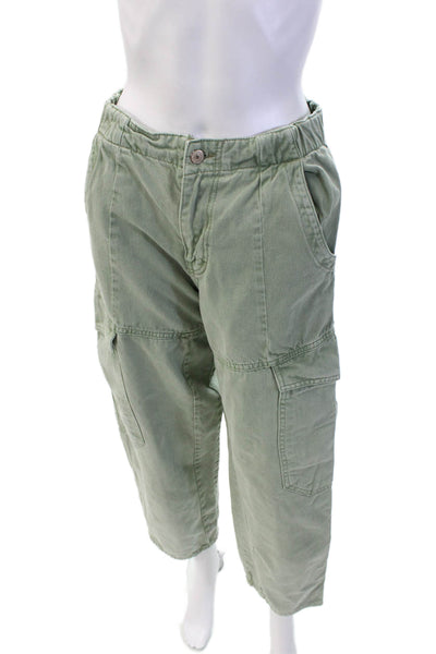 We The Free Womens High Rise Straight Leg Jeans Green Cotton Size Extra Small