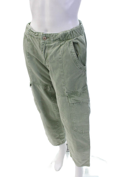 We The Free Womens High Rise Straight Leg Jeans Green Cotton Size Extra Small