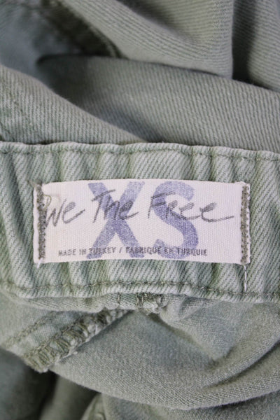 We The Free Womens High Rise Straight Leg Jeans Green Cotton Size Extra Small