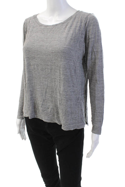 Vince Womens Long Sleeve Round Neck Knit Blouse Top Solid Gray Size M