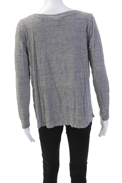 Vince Womens Long Sleeve Round Neck Knit Blouse Top Solid Gray Size M