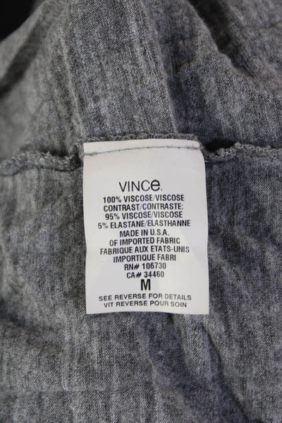 Vince Womens Long Sleeve Round Neck Knit Blouse Top Solid Gray Size M