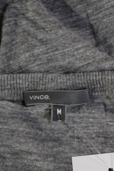 Vince Womens Long Sleeve Round Neck Knit Blouse Top Solid Gray Size M