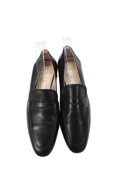 Stuart Weitzman Womens Slip On Round Toe Loafers Black Leather Size 7 AA