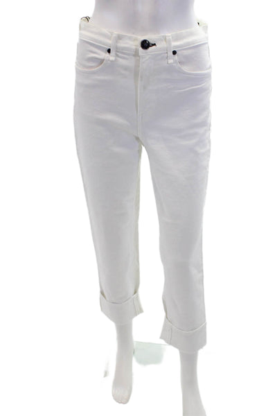 Rag & Bone Womens Cotton Buttoned Zipped Cuffed Hem Pants White Size EUR 27