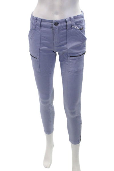 Joie Womens Cotton Blend Multi-Pocket Low-Rise Skinny Pants Purple Size 26