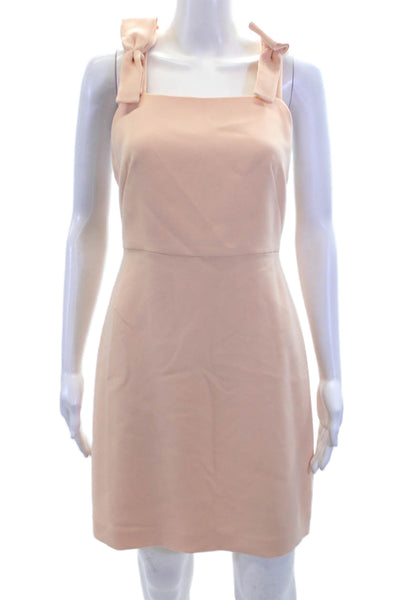 Club Monaco Womens Bow Detail Square Neck Zip Up Sleeveless Dress Orange Size 4