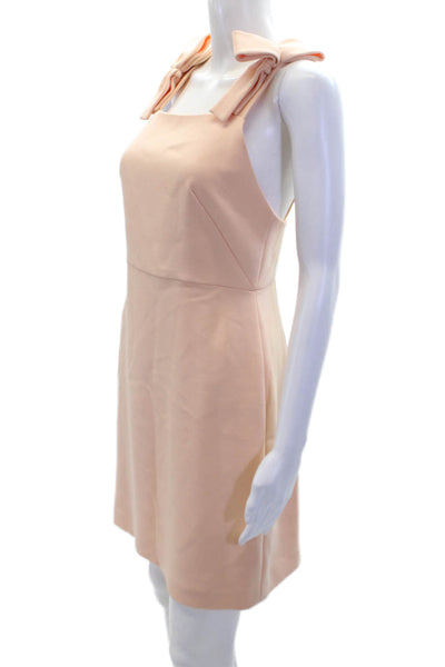 Club Monaco Womens Bow Detail Square Neck Zip Up Sleeveless Dress Orange Size 4