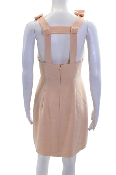 Club Monaco Womens Bow Detail Square Neck Zip Up Sleeveless Dress Orange Size 4