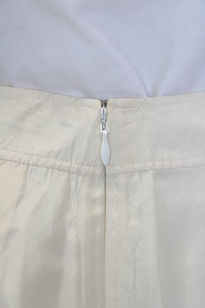Calvin Klein Womens Lined Silk Ombre Pleated Zip Up Skirt Cream Size 2